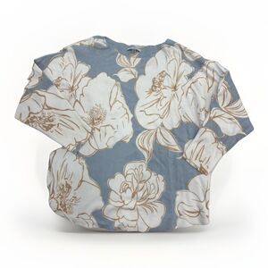 Vila Milano Sweater Womens Size XL Floral Blue Cropped Elegant